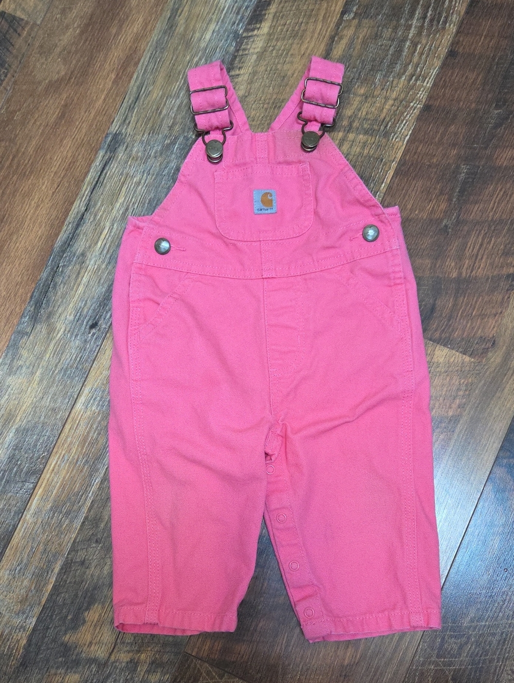 Carhartt Bright Pink Cotton Duck Canvas Overalls, Size 6 Months